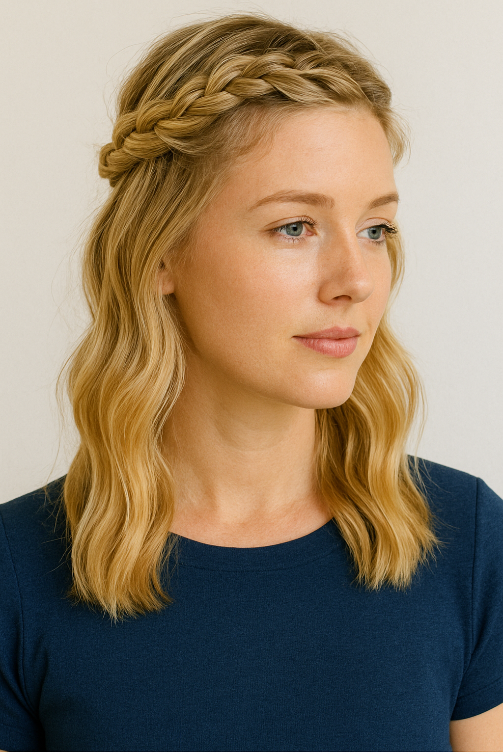 Braided Crown With Light Blonde Highlights