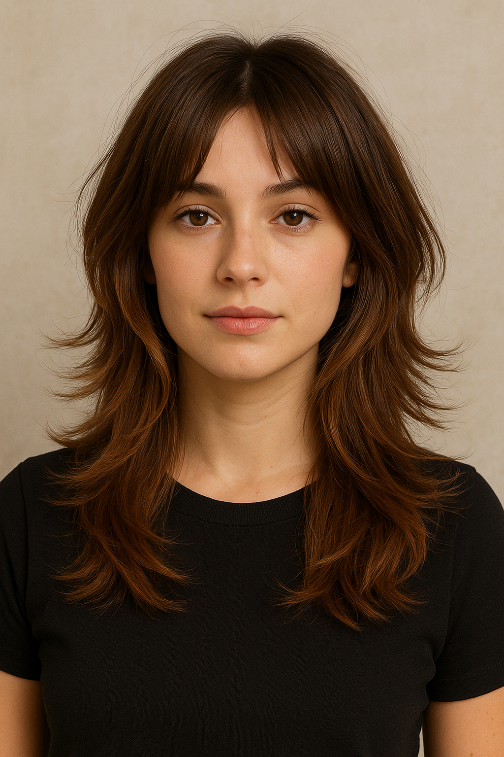 Brunette Ombre Wolf Cut With Flicked Ends