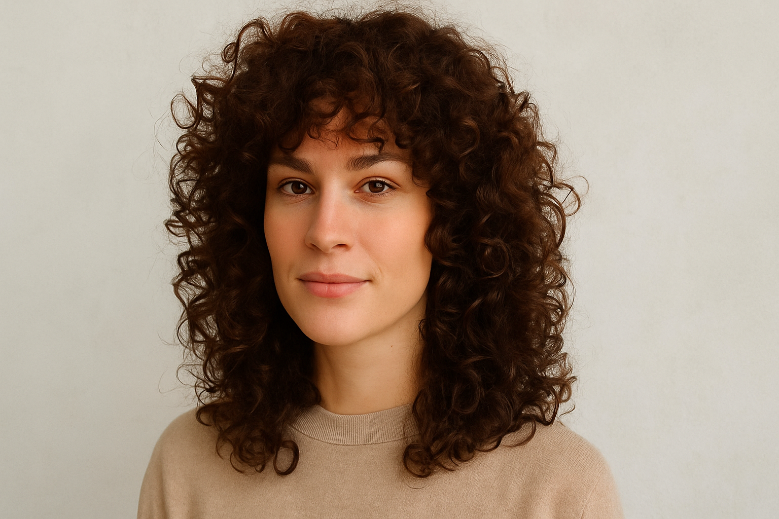 Carob-sephia Curly Brown Wolf Cut