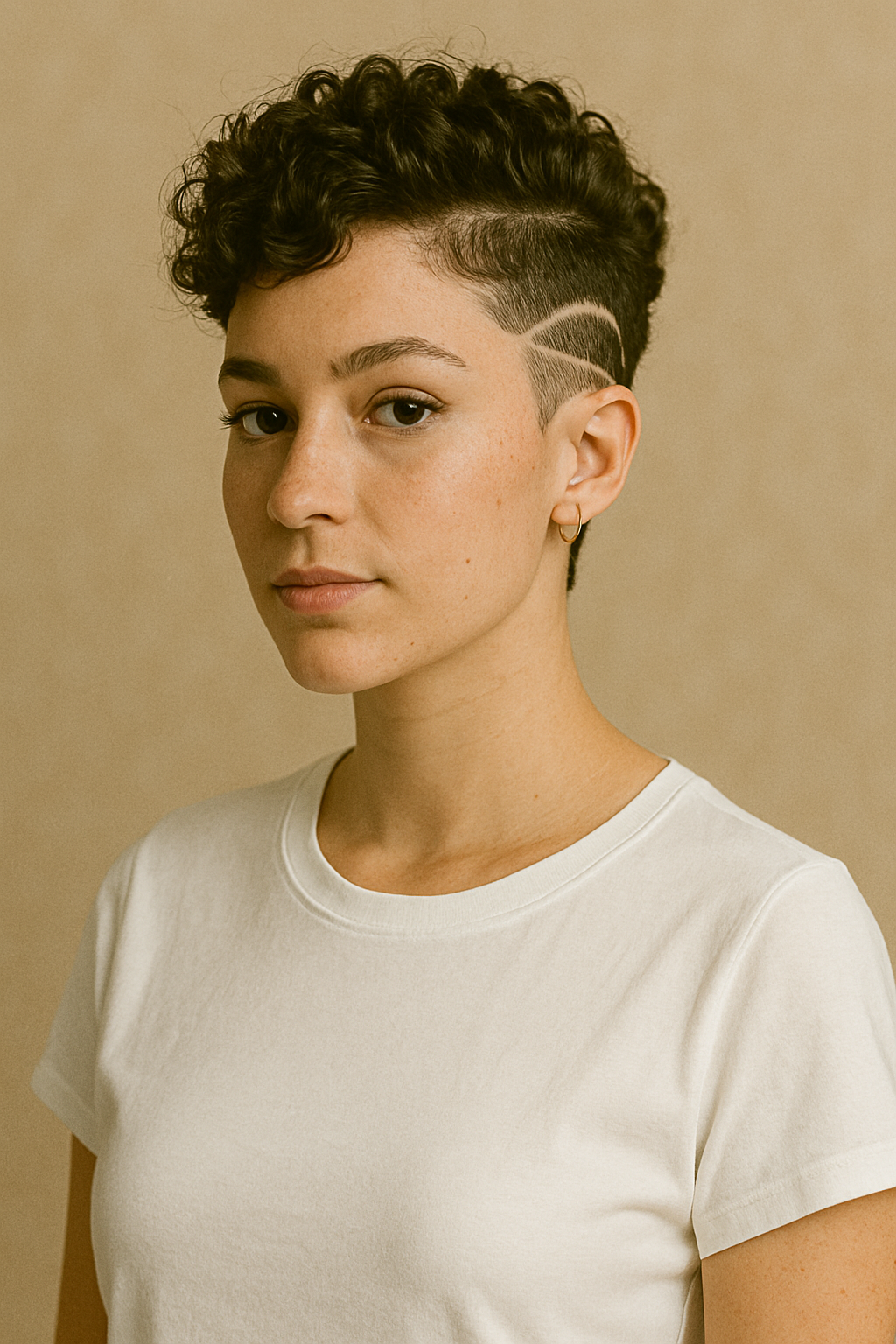 Curly Pixie With Design Fade