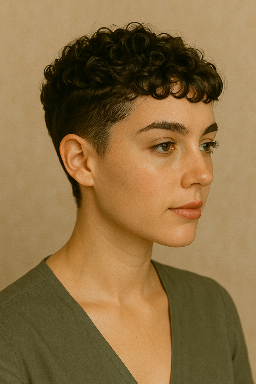 Curly Pixie With Micro Bangs