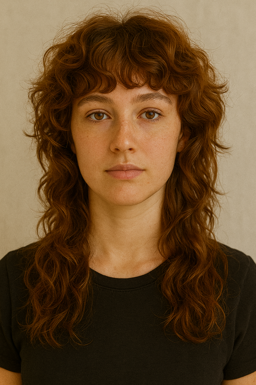 Gingerbread Brown Curly Wolf Mullet