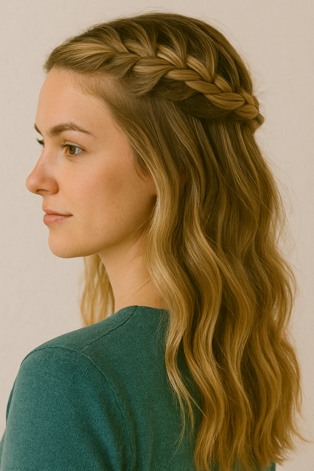 Half-up Half-down Braid On Balayage Blonde Hair