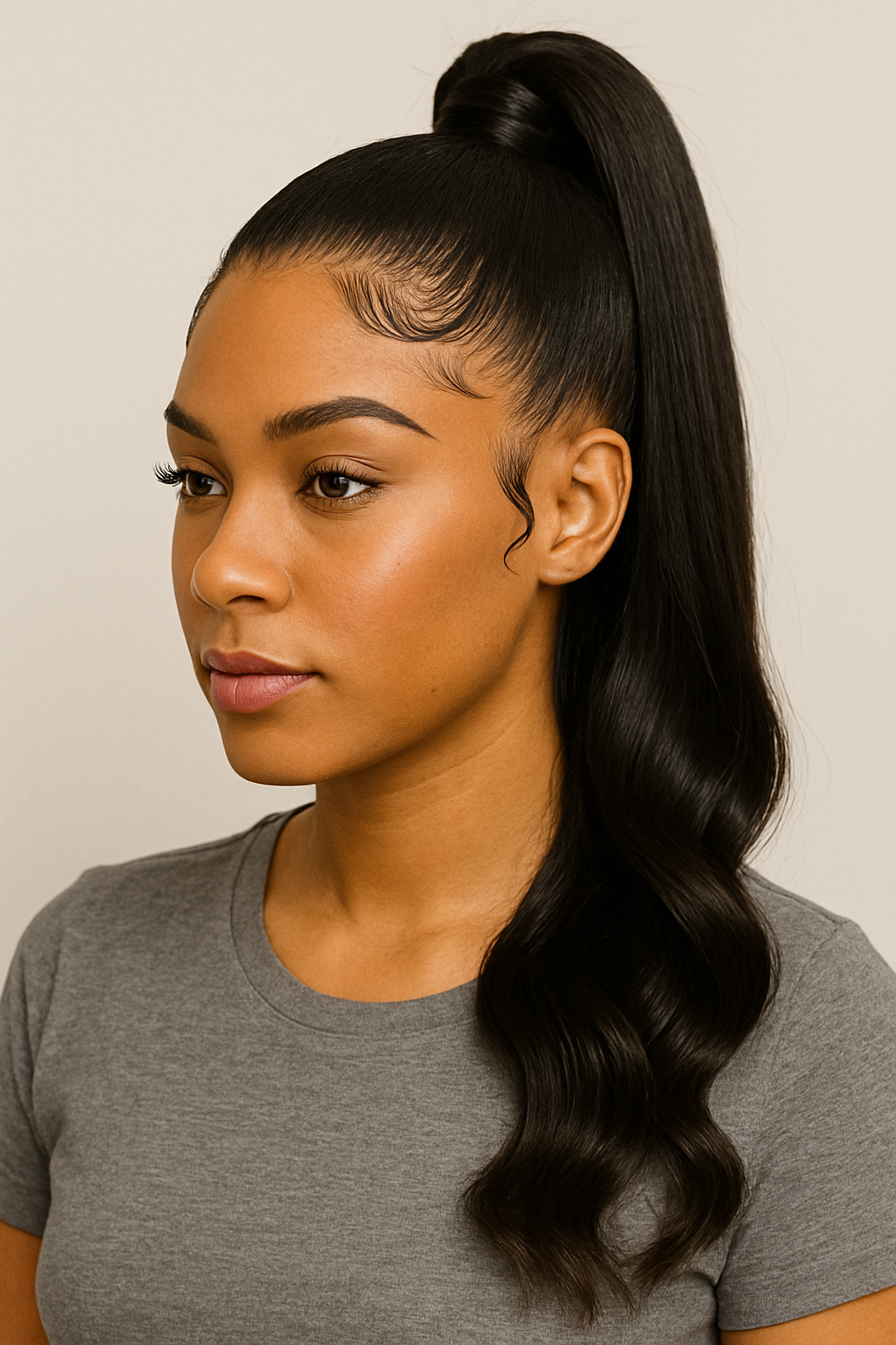 High Ponytail With Baby Hairs