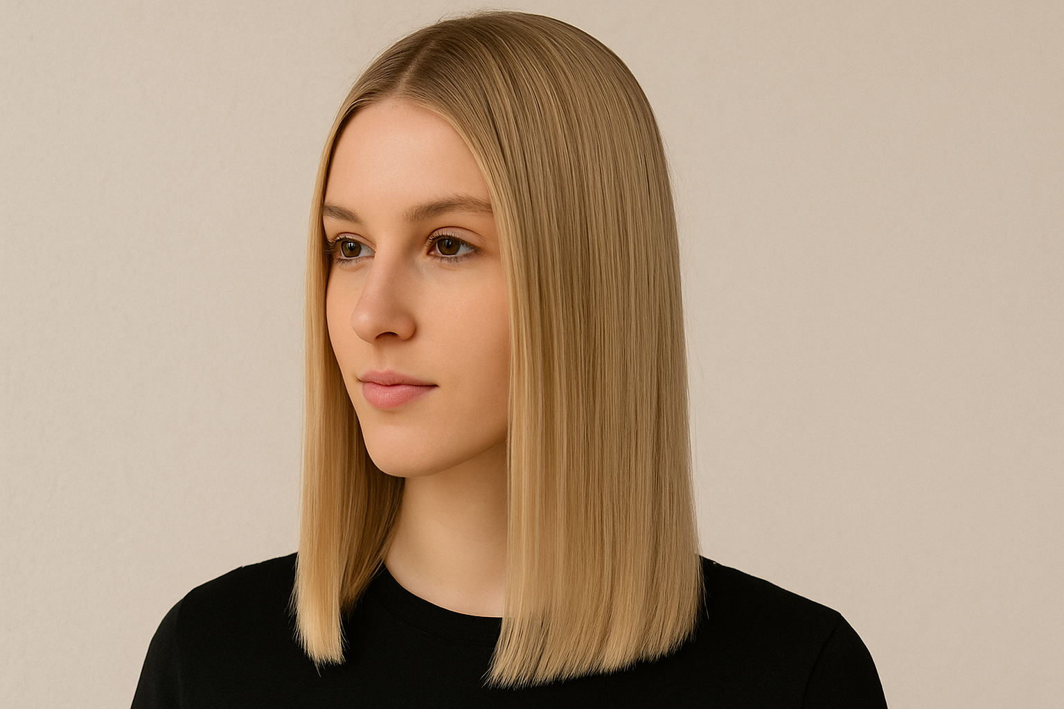 Sleek Straight Cut For Champagne Blonde Hair