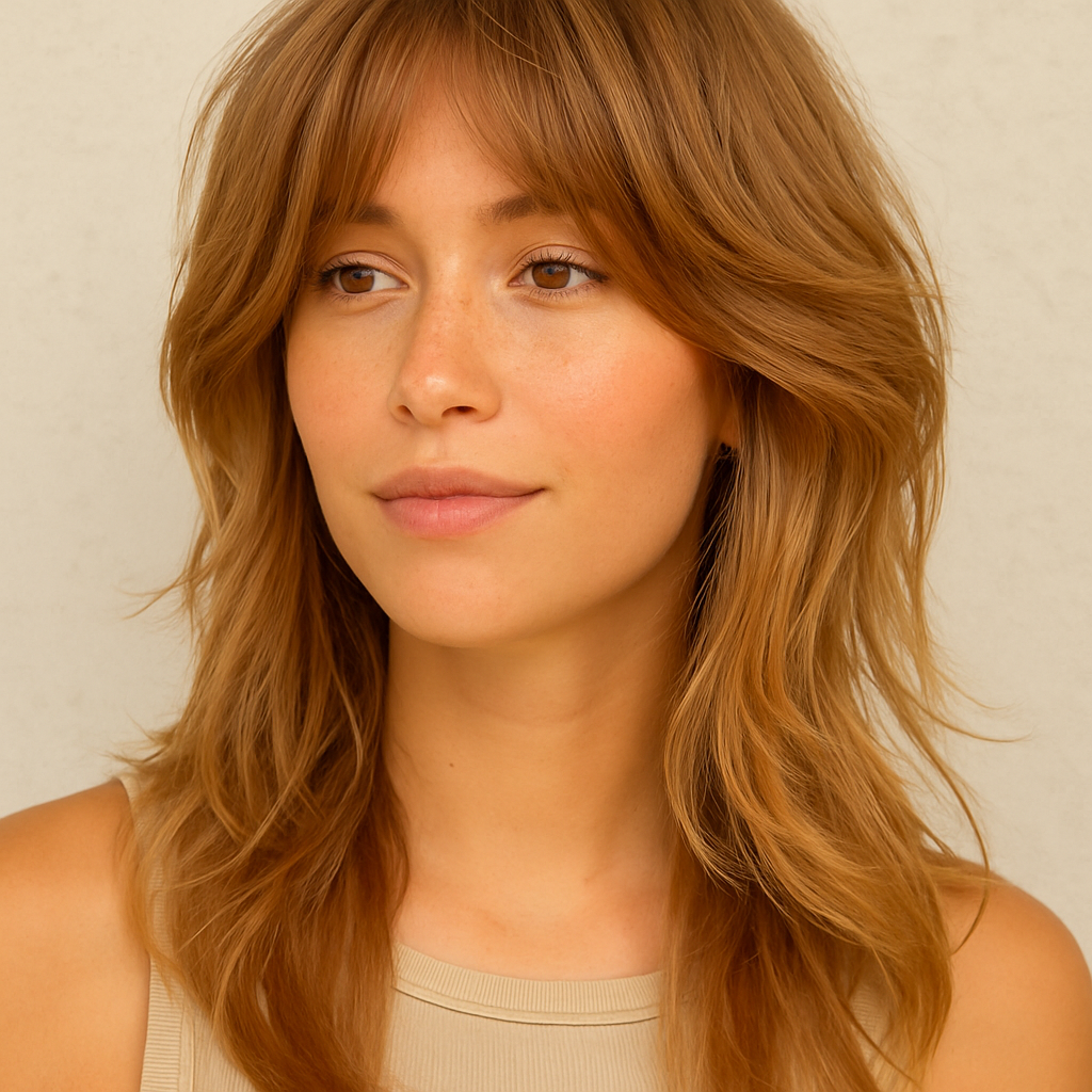Sun-kissed Light Brown Wolf Cut With Textured Layers
