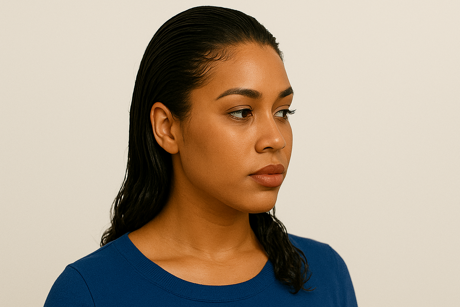 Wet Look With Slick-back Finish