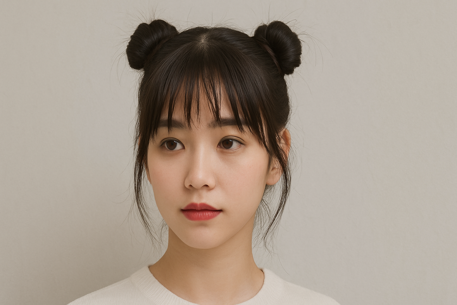 give me related toKorean‑Style Space Buns With Choppy Bangs 